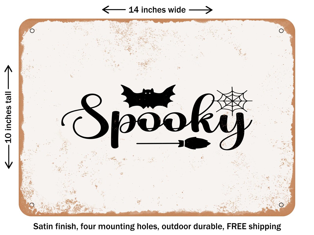 DECORATIVE METAL SIGN - Spooky - 2 - Vintage Rusty Look